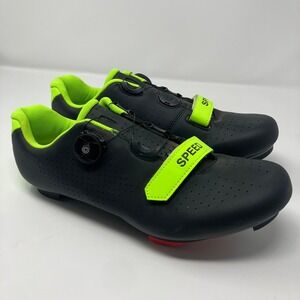Speed Mens 45 Cycling Shoes Black Neon Yellow BOA Dial Road Bike Cleats
